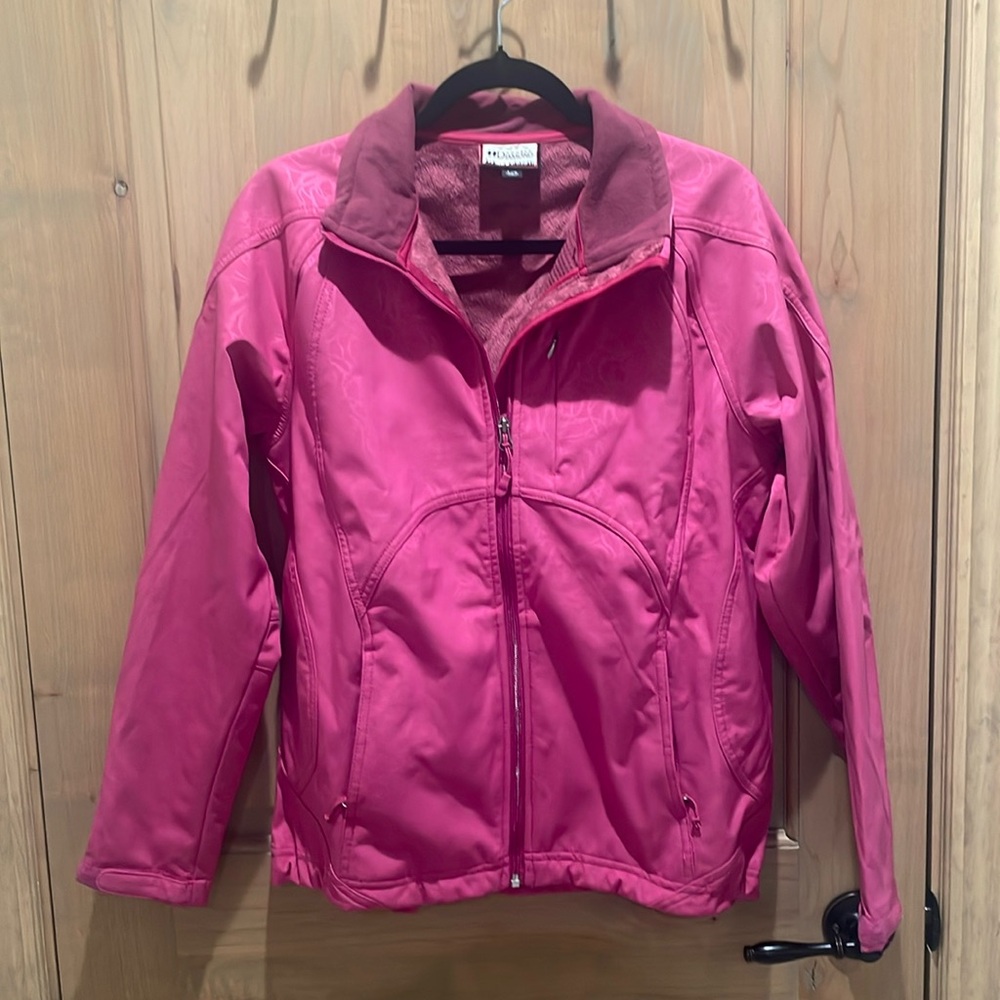 Double Diamond Womens Softshell Jacket Pink Blossom Embossed Full Zip